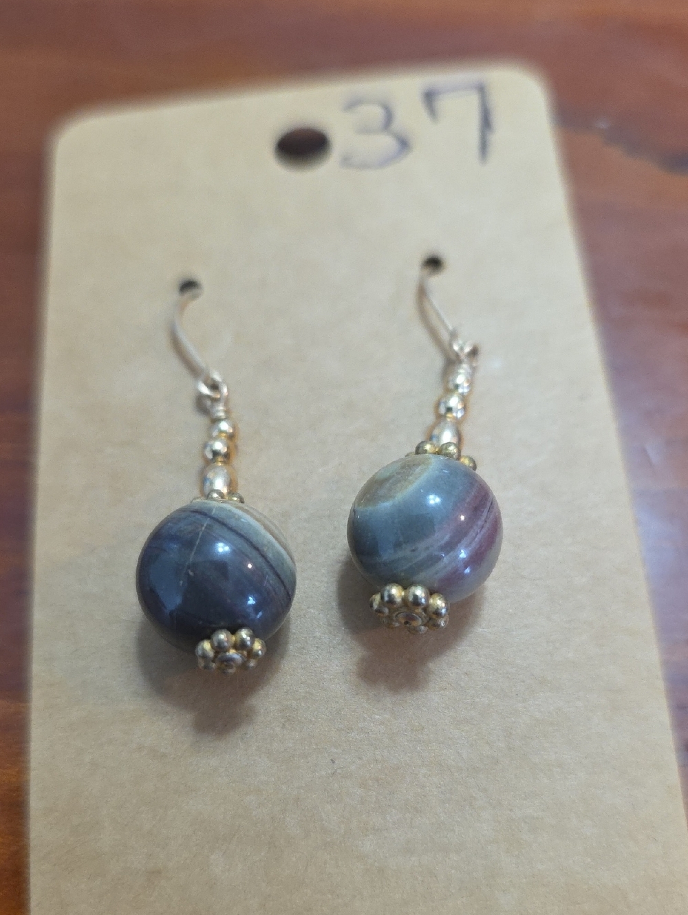 # 37 Handmade Banded Agate Stone Drop Earrings by